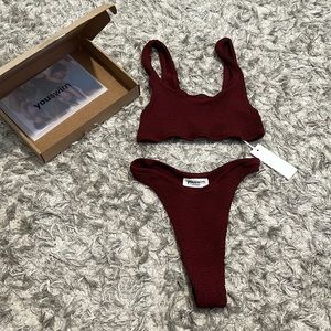 youswim aplomb cheeky two-piece swimsuit in the color garnet